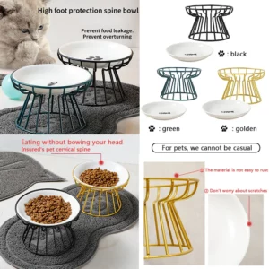 New Ceramic Raised Pet Bowl Food Water Treats for Cats Dogs Supplies Outdoor Feeding Drinking Accessories Doggie Cat Stand Bowl